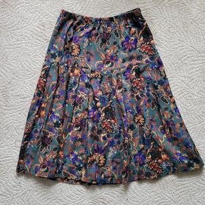 Unique Vintage Floral Midi Skirt